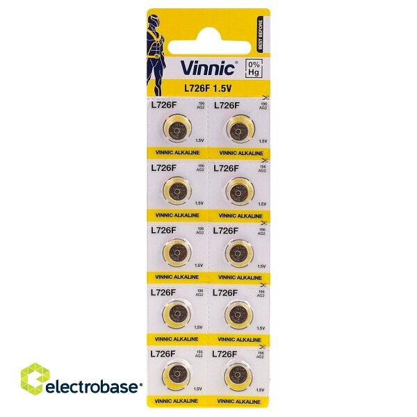 BATG2.VNC10; G2-paristot Vinnic Alkaline LR726/SR59/396 10 kpl:n pakkauksessa.