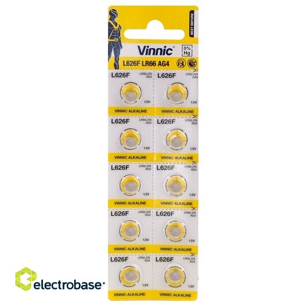 BATG4.VNC10; G4 batteries Vinnic Alkaline LR626/SR626/377 in a package of 10 pcs.
