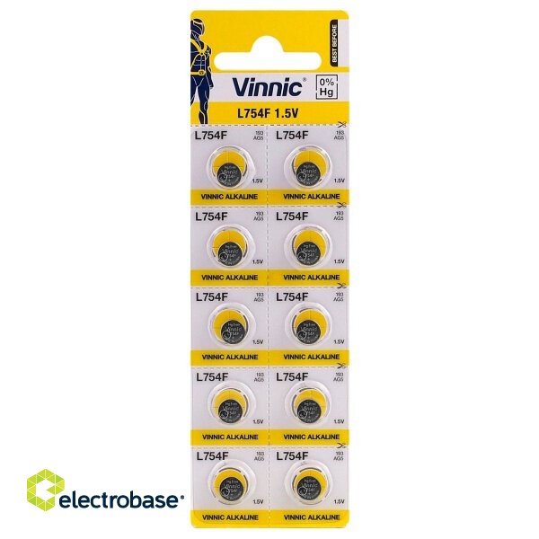 BATG5.VNC10; G5 batteries Vinnic Alkaline LR754/LR48/AG5 in a package of 10 pcs.