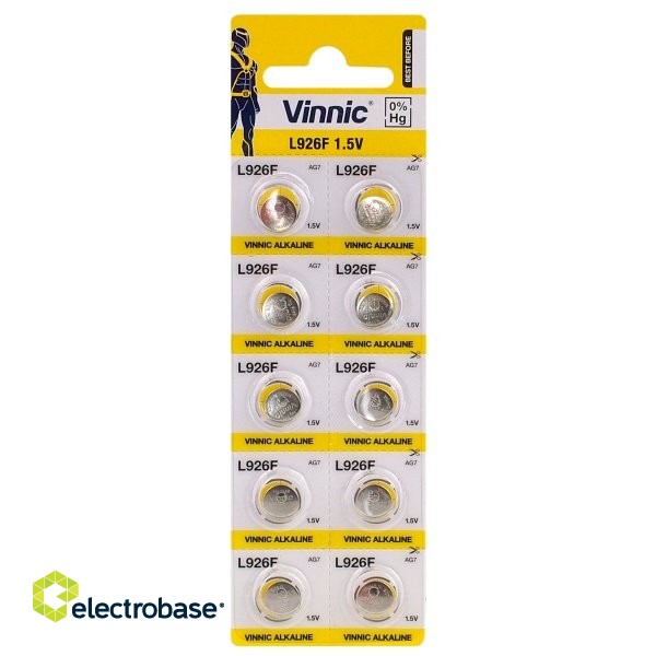 BATG7.VNC10; G7 paristot Vinnic Alkaline LR926/SR926/399 10 kpl:n pakkauksessa.
