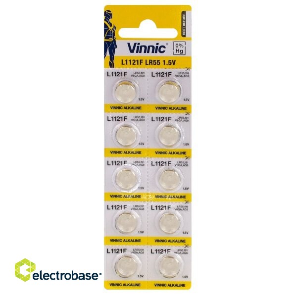 BATG8.VNC10; G8 batteries Vinnic Alkaline LR1121/191 in a package of 10 pcs.