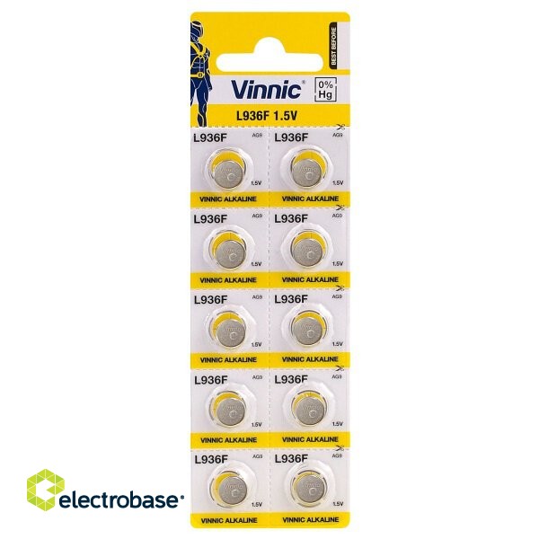 BATG9.VNC10; G9 batteries Vinnic Alkaline LR936/SR936/394 in a package of 10 pcs.