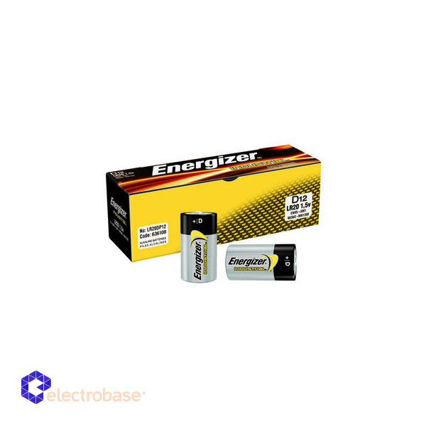 BATD.ALK.EI12; LR20/D baterijas 1.5V Energizer Industrial Alkaline MN1300/E95 iepakojumā 12 gb.