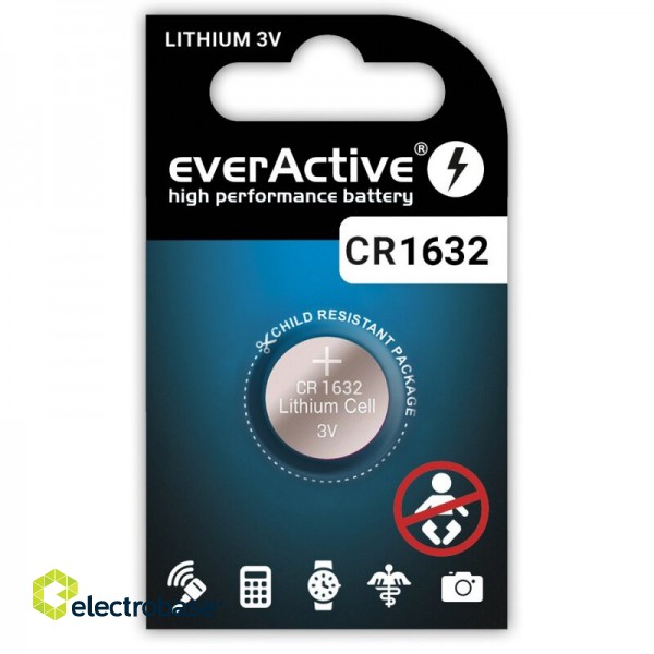 CR1632 baterija everActive ličio - 1 vnt pakuotėje.