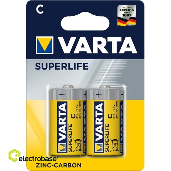 BATC.ZN.V2; LR14/C  baterijas Varta Superlife Zinc-carbon MN1400/2014 iepakojumā 2 gb.