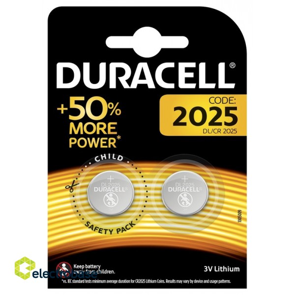 BAT2025.D2; CR2025 batteries 3V Duracell lithium DL2025 in a package of 2 pcs.