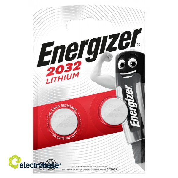 CR2032 baterijas 3V Energizer litija 2032 iepakojumā 2 gb.