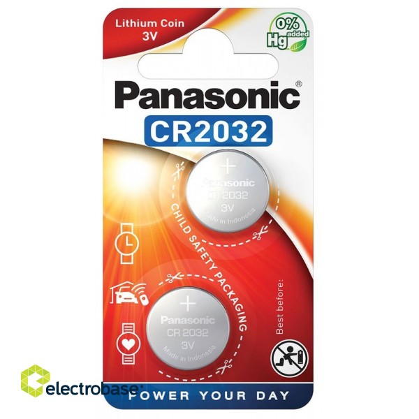 BAT2032.P2; CR2032 baterijas Panasonic litija iepakojumā 2 gb.