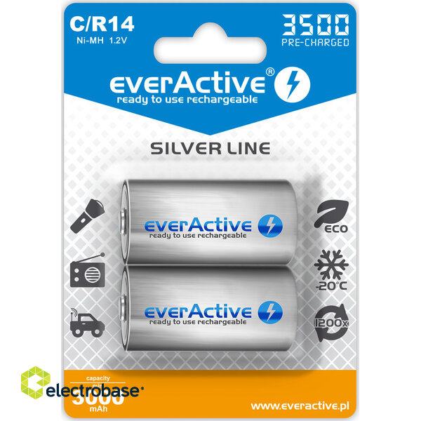 AKC.eA.SL2; R14/C batteries 1.2V everActive Silver line Ni-MH 3500 mAh in a package of 2 pcs.