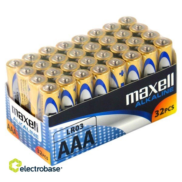 BATAAA.ALK.MX32; LR03/AAA paristot 1,5V Maxell Alkaline MN2400/E92 32 kpl:n pakkauksessa.