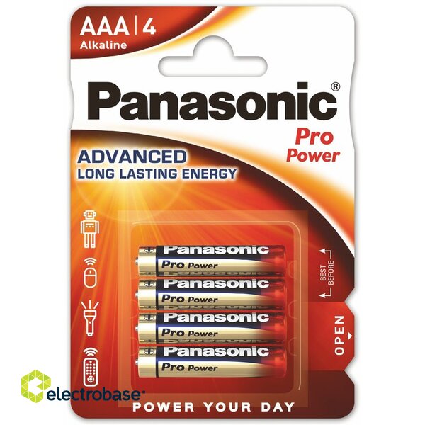 BATAAA.ALK.PPP4; LR03/AAA baterijas Panasonic PRO Power Alkaline MN2400/E92 iepakojumā 4 gb.
