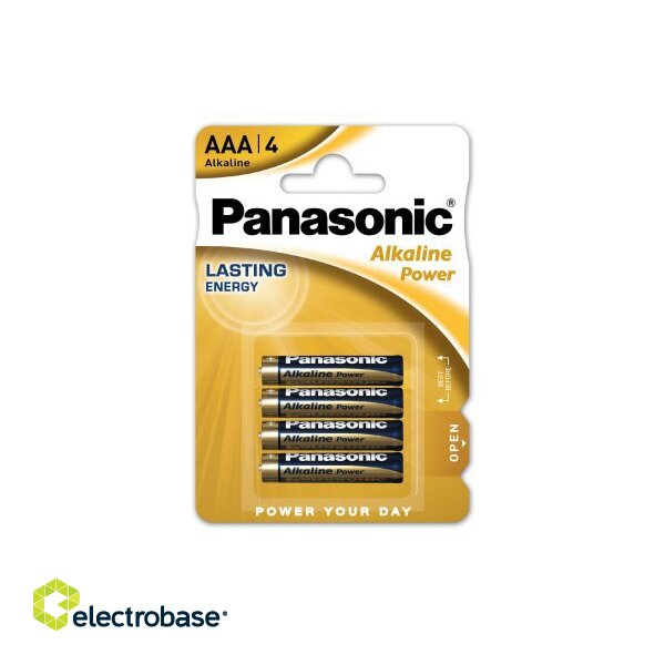 BATAAA.ALK.PP4; LR03/AAA baterijas Panasonic Power Alkaline MN2400/E92 iepakojumā 4 gb.