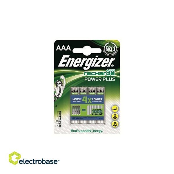 АКААА.EPP4; Батарейки R03/AAA 1,2 В Energizer Recharge Power Plus Ni-MH HR03 700 мАч в упаковке 4 г