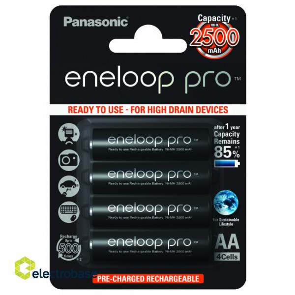 AKAA.ENP4; R6/AA batteries 1.2V Eneloop Pro Ni-MH BK-3HCDE/4BE in a package of 4 pcs.