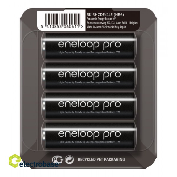 AKAA.ENP4SP; R6/AA akumulatori 1.2V Eneloop Pro Ni-MH BK-3HCDE/4LE iepakojumā 4 gb.
