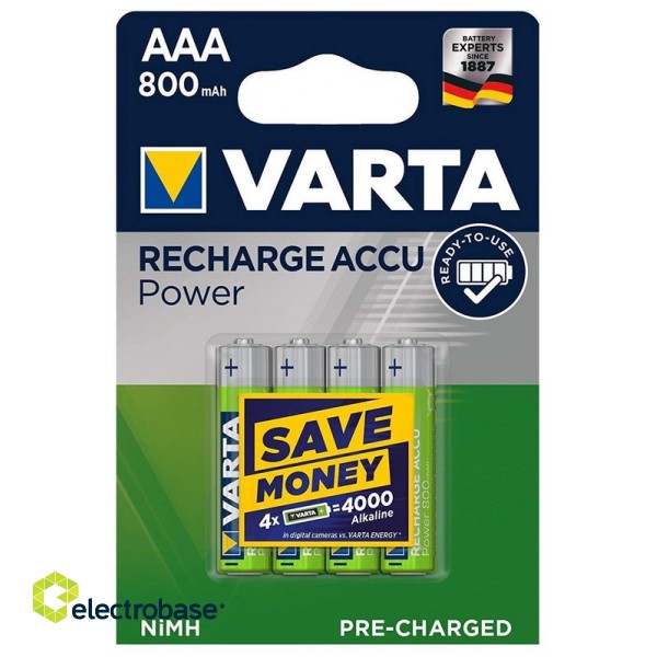 AKAAA.V4; R03/AAA batteries Varta READY2USE Ni-MH 800 mAh/56703 in a package of 4 pcs. image 3