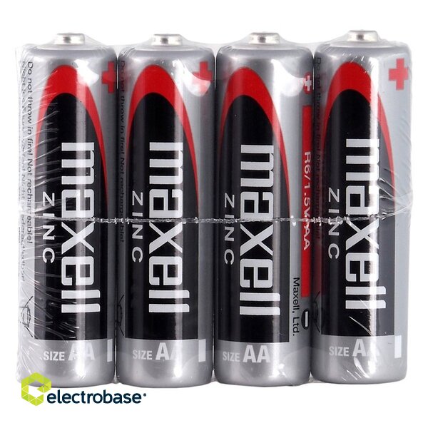 LR6 / AA battery 1.5V Maxell Zinc-carbon MN1500 E91 in a package of 4 pcs.
