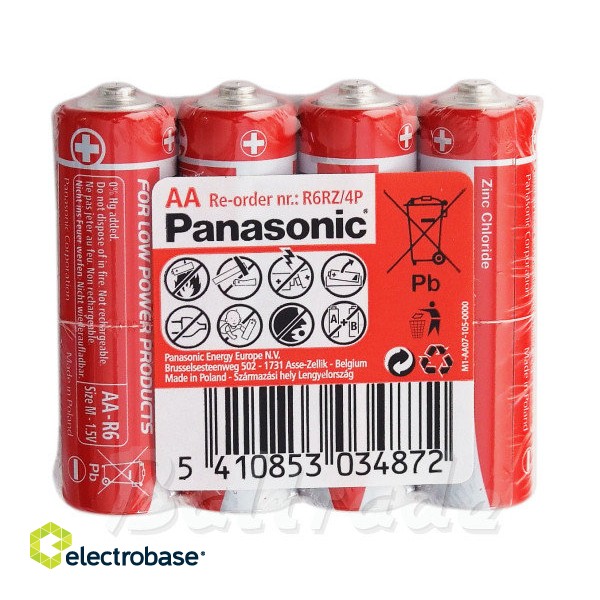 BATAA.ZN.P4T; LR6/AA baterijas Panasonic Zinc-carbon MN1500/E91 iepakojumā 4 gb.