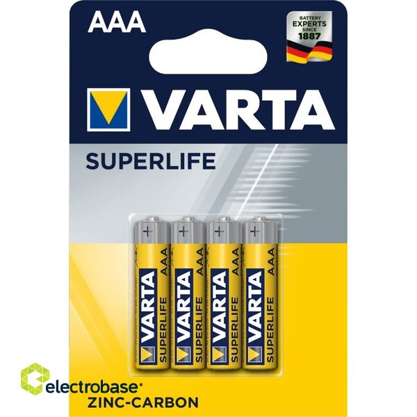 BATAAA.ZN.V4; LR03/AAA baterijas Varta Superlife Zinc-carbon MN2400/2003 iepakojumā 4 gb.