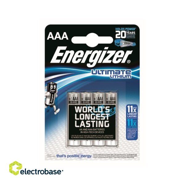 BATAAA.EUL4; R03/AAA baterijas 1.5V Energizer Ultimate Lithium litija L92 iepakojumā 4 gb.