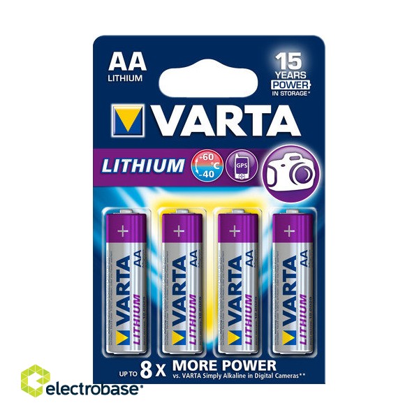 BATAA.L.V4; R6/AA baterijas Varta litija L92/6103 iepakojumā 4 gb.