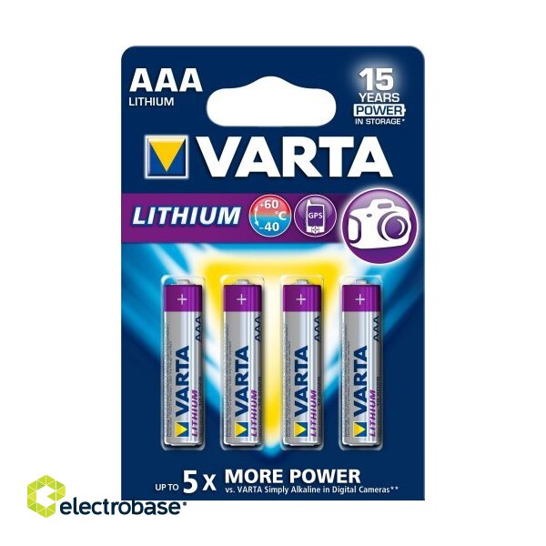 BATAAA.L.V4; R03/AAA baterijas Varta litija L91/6106 iepakojumā 4 gb.