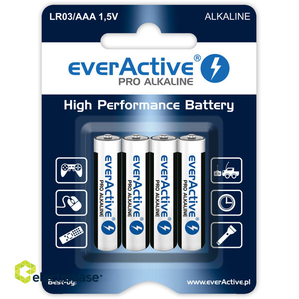 BATAAA.ALK.eAP4; LR03/AAA baterijas 1.5V everActive Pro Alkaline MN2400/E92 iepakojumā 4 gb.