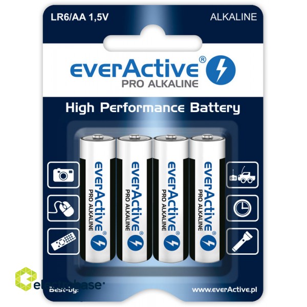 BATAA.ALK.eAP4; LR6/AA baterijas 1.5V everActive Pro Alkaline MN1500/E91 iepakojumā 4 gb. image 1