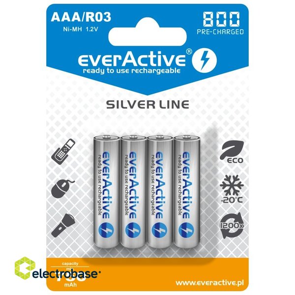 AKAAA.eA.SL4; R03/AAA batteries 1.2V everActive Silver line Ni-MH 800 mAh in a package of 4 pcs.