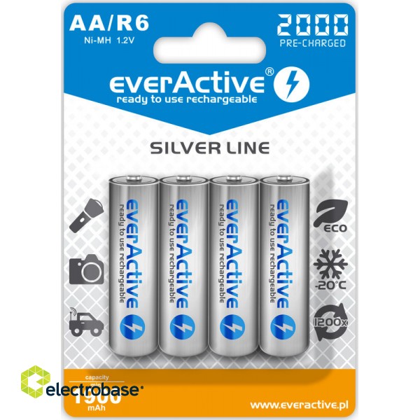 AKAA.eA.SL4; R06/AA akumulatori 1.2V everActive Silver line Ni-MH 2000 mAh iepakojumā 4 gb.