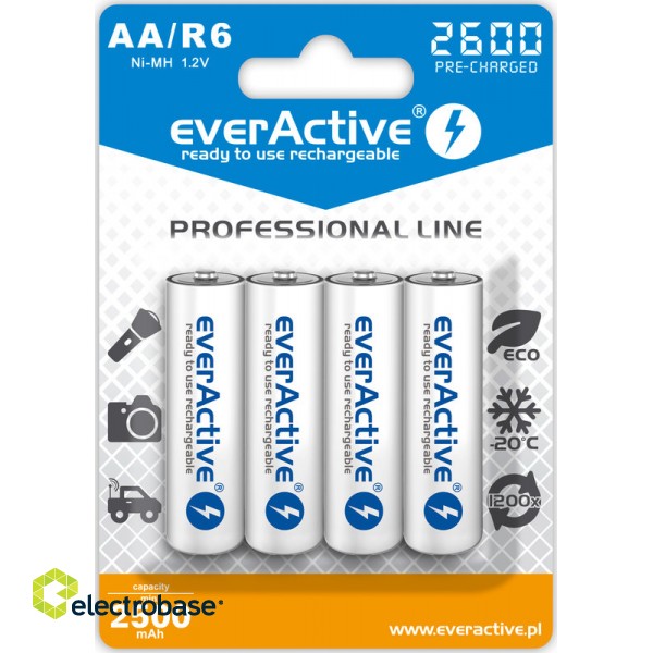 R06/AA batteries 1.2V everActive Professional line Ni-MH 2600 mAh in a package of 4 pcs.