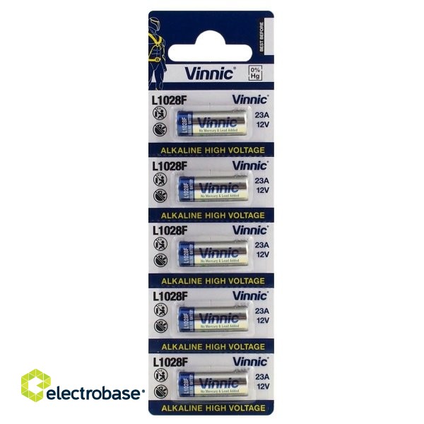 BAT23.VNC5; 23A batteries Vinnic Alkaline L1028/MN21 in a package of 5 pcs.
