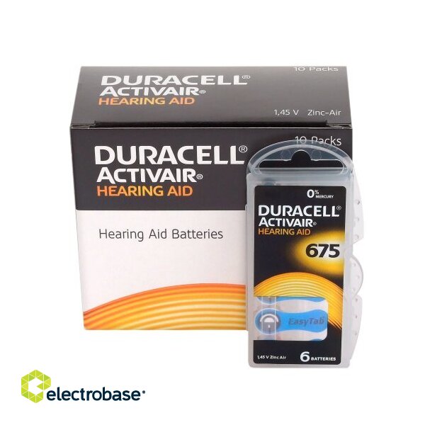 Размер 675, Батарейки для слуховых аппаратов, 1,45 В Duracell ACTIVAIR PR44 в упаковке по 6 шт. фото 2