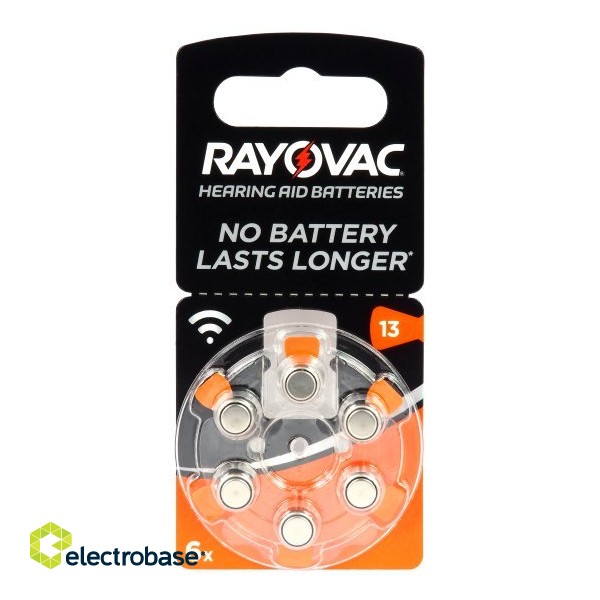 Hearing aid battery size 13 1.45V Rayovac Special Zn-Air PR48 in a package of 6 pcs.