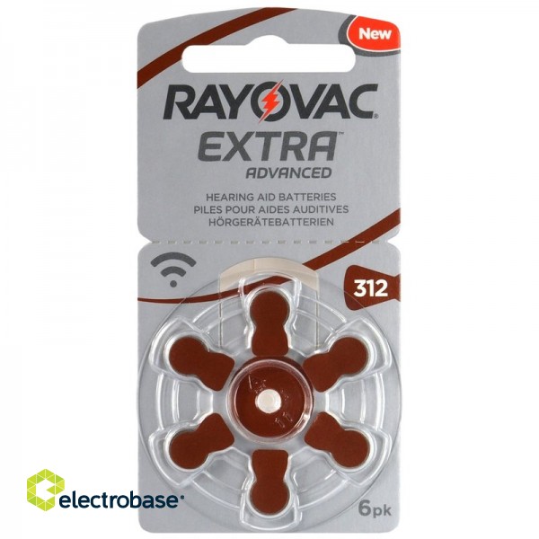 Hearing aid battery | size 312 | 1.45V Rayovac Extra Advanced Zn-Air PR41 in a package of 6 pcs.