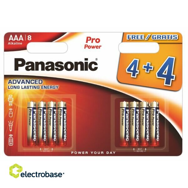 BATAAA.ALK.PPP8; LR03/AAA baterijas Panasonic PRO Power Alkaline MN2400/E93 iepakojumā 8 gb.