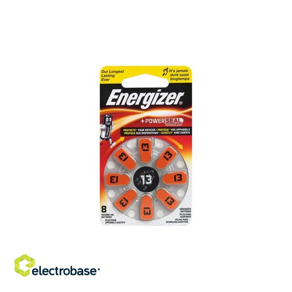 Size 13 batteries 1.45V Energizer Zn-Air PR48 in a package of 8 pcs.