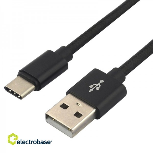 USB-C 3.0 male / USB A male 1.0m everActive CBB-1CB 3.0A melns iepakojumā 1 gb. image 1