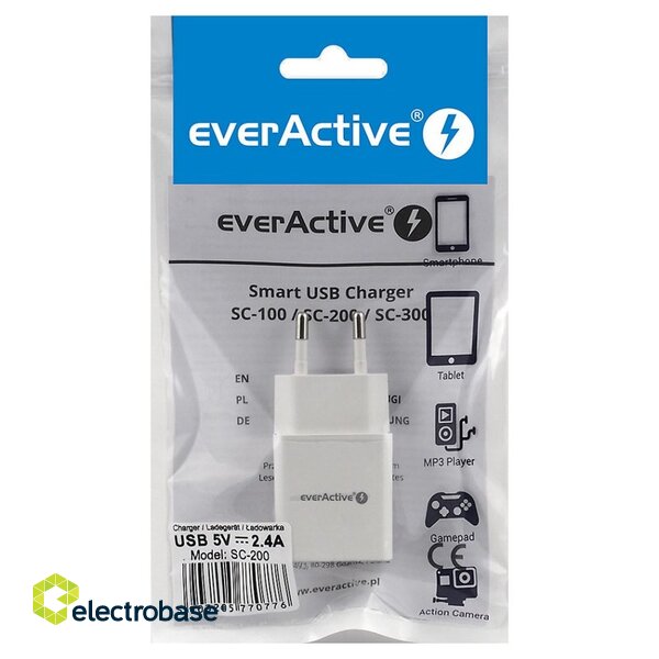 Lizdinis įkroviklis - maitinimo blokas, USB 5V everActive SC-200 pakuotėje 1 vnt. paveikslėlis 3