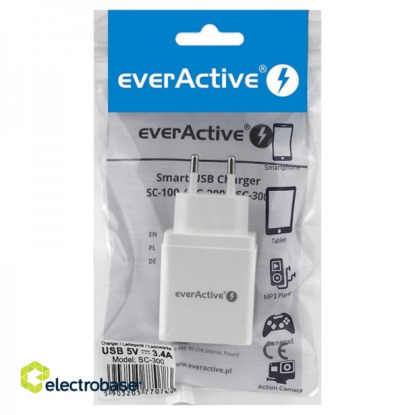 Socket charger - power supply unit USB 5V everActive SC-300 in a package of 1 pc. image 2