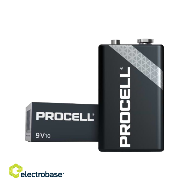 6LR61 9V baterija 9V Duracell Procell INDUSTRIAL serija Alkaline PC1604 įsk. 10 vnt. paveikslėlis 1