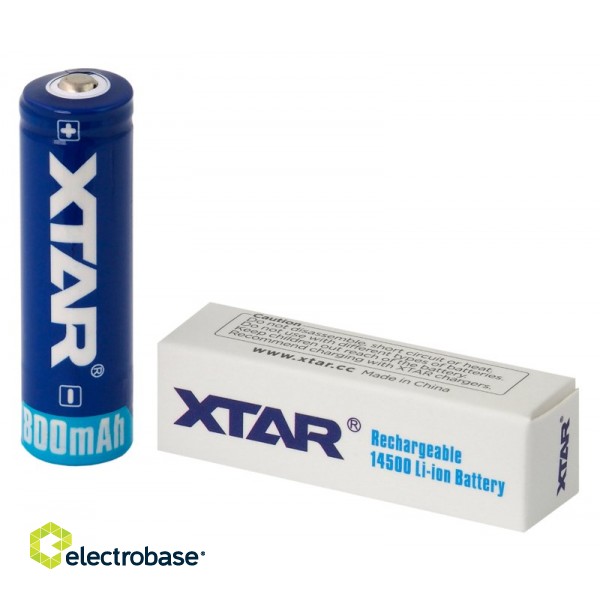 XTAR 14500 akut 3,7V XTAR litium 800 mAh 1 kpl pakkauksessa. image 2