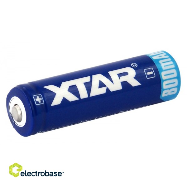 XTAR 14500 akumulatori 3.7V XTAR litija 800 mAh iepakojumā 1 gb. image 1