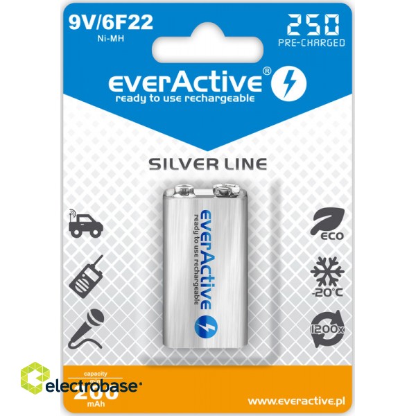 AK9.eA.SL1; 6F22/9V batteries 8.4V everActive Silver line Ni-MH 250 mAh in a package of 1 pc.