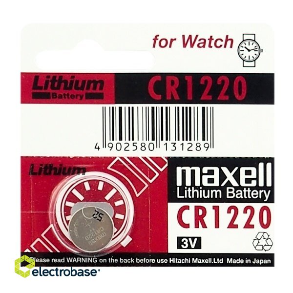 BAT1220.MX1; CR1220 batteries 3V Maxell lithium CR1220 in a package of 1 pc.