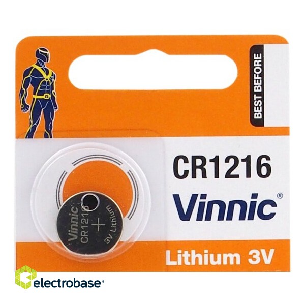 CR1216 batteries 3V Vinnic lithium CR1216 in a package of 1 pc.