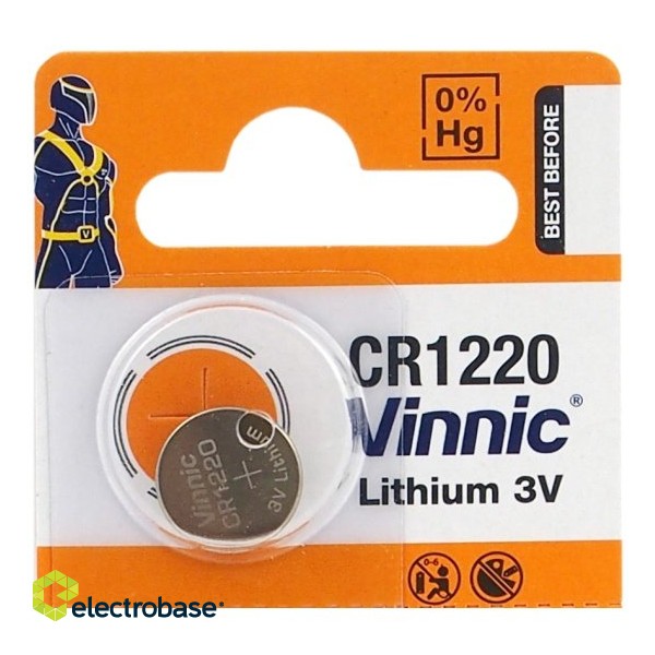 БАТ1220.VNC1; Батарейки CR1220 Vinnic литиевые – в упаковке 1 шт.