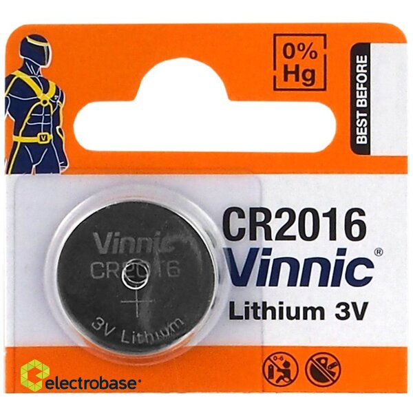БАТ2016.VNC1; Батарейки CR2016 Vinnic литиевые - в упаковке 1 шт.
