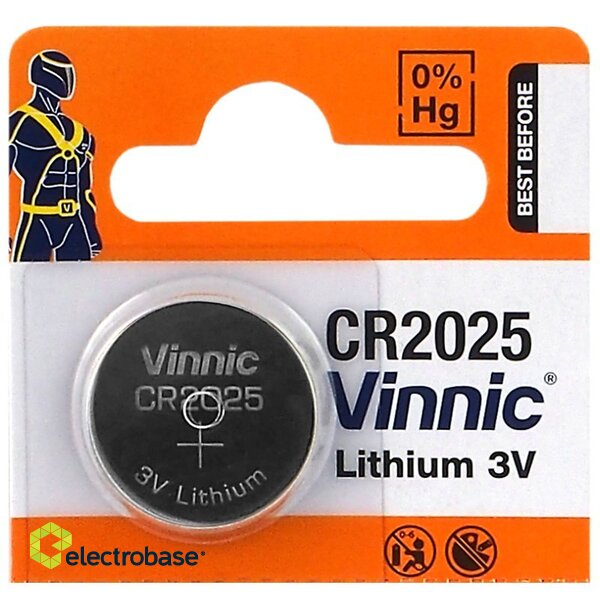 BAT2025.VNC1; CR2025 baterijos Vinnic lithium - pakuotėje 1 vnt.