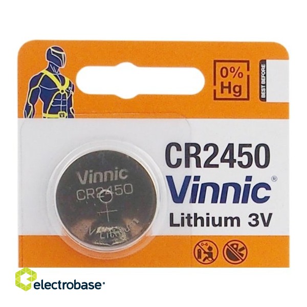 CR2450 baterijas Vinnic litija 3V- iepakojumā 1 gb. image 2